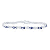 14kt White Gold Womens Round Blue Sapphire Diamond Tennis Bracelet 2-7/8 Cttw