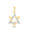 10kt Yellow Gold Womens Round Diamond Star Magen David Jewish Pendant 1/10 Cttw