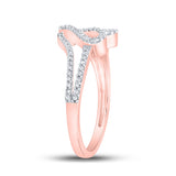 10kt Rose Gold Womens Baguette Diamond Heart Ring 1/3 Cttw
