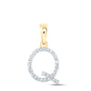 10kt Yellow Gold Womens Round Diamond Q Initial Letter Pendant 1/8 Cttw