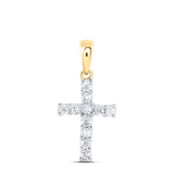 14kt Yellow Gold Womens Round Diamond Cross Pendant 1/8 Cttw