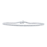Sterling Silver Womens Round Diamond Single Row Fashion Bracelet 1/3 Cttw