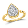 10kt Yellow Gold Womens Round Diamond Teardrop Cluster Ring 1/3 Cttw