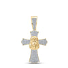 10kt Yellow Gold Mens Round Diamond Jesus Cross Charm Pendant 1/2 Cttw