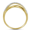 10kt Yellow Gold Womens Round Diamond Crossover Band Ring 3/8 Cttw