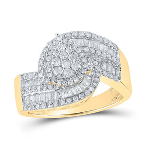 10kt Yellow Gold Womens Round Diamond Cluster Ring 1 Cttw