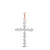 10kt Rose Gold Womens Round Diamond Cross Pendant 1/3 Cttw