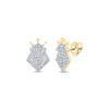 10kt Yellow Gold Womens Round Diamond Crown Earrings 1/4 Cttw