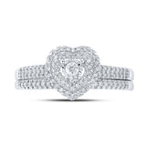 10kt White Gold Round Diamond Bridal Wedding Ring Band Set 1/3 Cttw