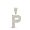 14kt Two-tone Gold Mens Round Diamond P Initial Letter Charm Pendant 3/4 Cttw
