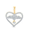 10kt Yellow Gold Womens Round Diamond Angel Heart Pendant 5/8 Cttw