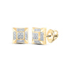 10kt Yellow Gold Round Diamond Square Earrings 1/10 Cttw