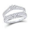 14kt White Gold Womens Round Diamond Wedding Wrap Ring Guard Enhancer 7/8 Cttw