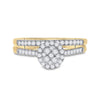 14kt Yellow Gold Round Diamond Cluster Bridal Wedding Ring Band Set 1/2 Cttw