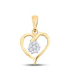 10kt Yellow Gold Womens Round Diamond Heart Pendant 1/12 Cttw