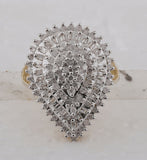 10kt Yellow Gold Womens Round Diamond Teardrop Cluster Ring 7/8 Cttw