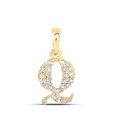 10kt Yellow Gold Womens Round Diamond Q Initial Letter Pendant 1/10 Cttw
