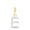 10kt Yellow Gold Womens Round Diamond E Initial Letter Pendant 1/20 Cttw