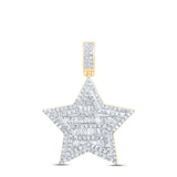 10kt Yellow Gold Mens Baguette Diamond Star Charm Pendant 3/4 Cttw