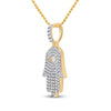 10kt Yellow Gold Mens Round Diamond Hamsa Hand Charm Pendant 1 Cttw