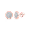 10kt Rose Gold Womens Round Diamond Cluster Earrings 1/5 Cttw