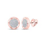 10kt Rose Gold Womens Round Diamond Cluster Earrings 1/5 Cttw