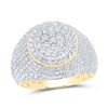14kt Yellow Gold Mens Round Diamond Circle Cluster Ring 2 Cttw