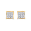 10kt Yellow Gold Round Diamond Square Earrings 1/20 Cttw