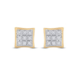 10kt Yellow Gold Round Diamond Square Earrings 1/20 Cttw