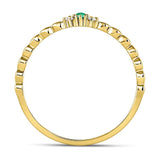 10kt Yellow Gold Womens Round Emerald Solitaire Diamond-accent Stackable Ring .03 Cttw
