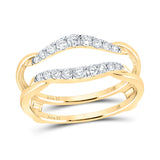 14kt Yellow Gold Womens Round Diamond Wedding Wrap Ring Guard Enhancer 1/3 Cttw