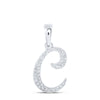 10kt White Gold Womens Round Diamond C Initial Letter Pendant 1/10 Cttw