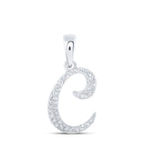 10kt White Gold Womens Round Diamond C Initial Letter Pendant 1/10 Cttw