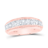 10kt Rose Gold Mens Round Diamond Band Ring 1-1/2 Cttw