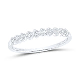 10kt White Gold Womens Round Diamond Heart Stackable Band Ring 1/10 Cttw