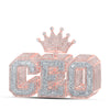 10kt Two-tone Gold Mens Round Diamond CEO Crown Phrase Charm Pendant 6 Cttw