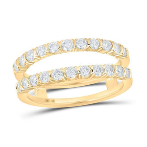 14kt Yellow Gold Womens Round Diamond Wrap Enhancer Wedding Band 7/8 Cttw