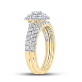 10kt Yellow Gold Round Diamond Bridal Wedding Ring Band Set 1 Cttw