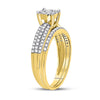 10kt Yellow Gold Round Diamond Bridal Wedding Ring Band Set 1/2 Cttw