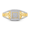 10kt Yellow Gold Womens Round Diamond Square Ring 1/4 Cttw