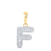 10kt Yellow Gold Womens Baguette Diamond F Initial Letter Pendant 1/3 Cttw