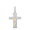 10kt Yellow Gold Mens Baguette Diamond Jesus Cross Charm Pendant 3-7/8 Cttw