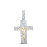 14kt Yellow Gold Mens Baguette Diamond Jesus Cross Crucifix Pendant 3-7/8 Cttw