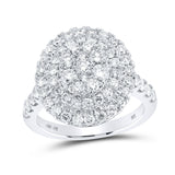 10kt White Gold Womens Round Diamond Cluster Ring 1-7/8 Cttw