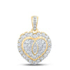 10kt Yellow Gold Womens Round Diamond Heart Pendant 1 Cttw