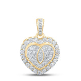 10kt Yellow Gold Womens Round Diamond Heart Pendant 1 Cttw