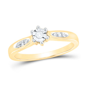 Yellow-tone Sterling Silver Round Diamond Solitaire Bridal Wedding Engagement Ring