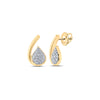 10kt Yellow Gold Womens Round Diamond Cluster Earrings 1/6 Cttw
