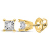 10kt Yellow Gold Womens Round Diamond Solitaire Stud Earrings 1/20 Cttw