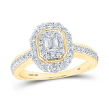 10kt Yellow Gold Emerald Diamond Halo Bridal Wedding Engagement Ring 5/8 Cttw
